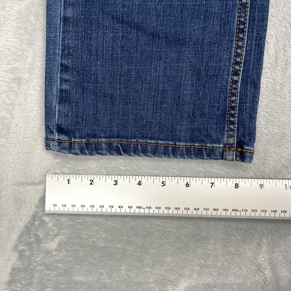 Levi's Jeans Mens 30x34 Blue Denim Whiskered Faded Stretch 527 Slim Bootcut Leg